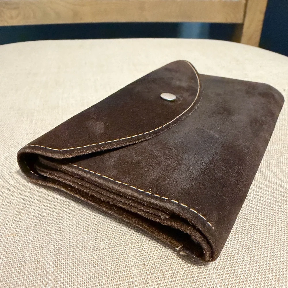Vintage Dark Brown Suede Wallet